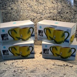 Martha Stewart Yellow and Green Leaf Mugs